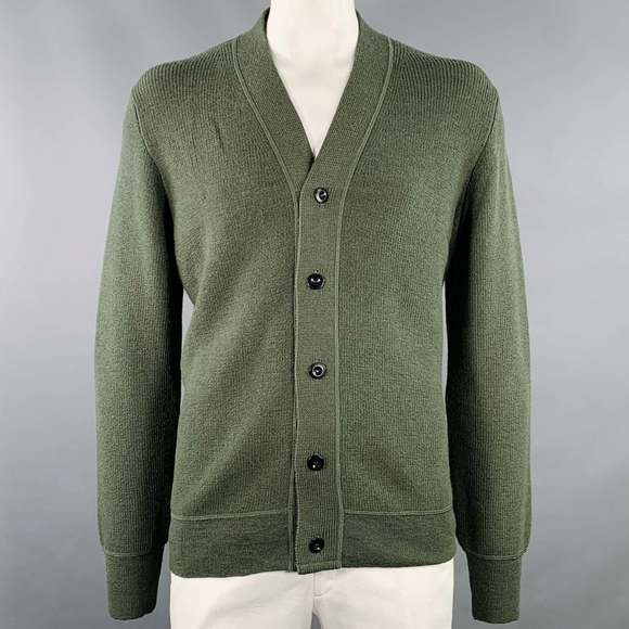 MARGARET HOWELL Other - MARGARET HOWELL Green Sage Knit Merino Wool V-Neck Cardigan